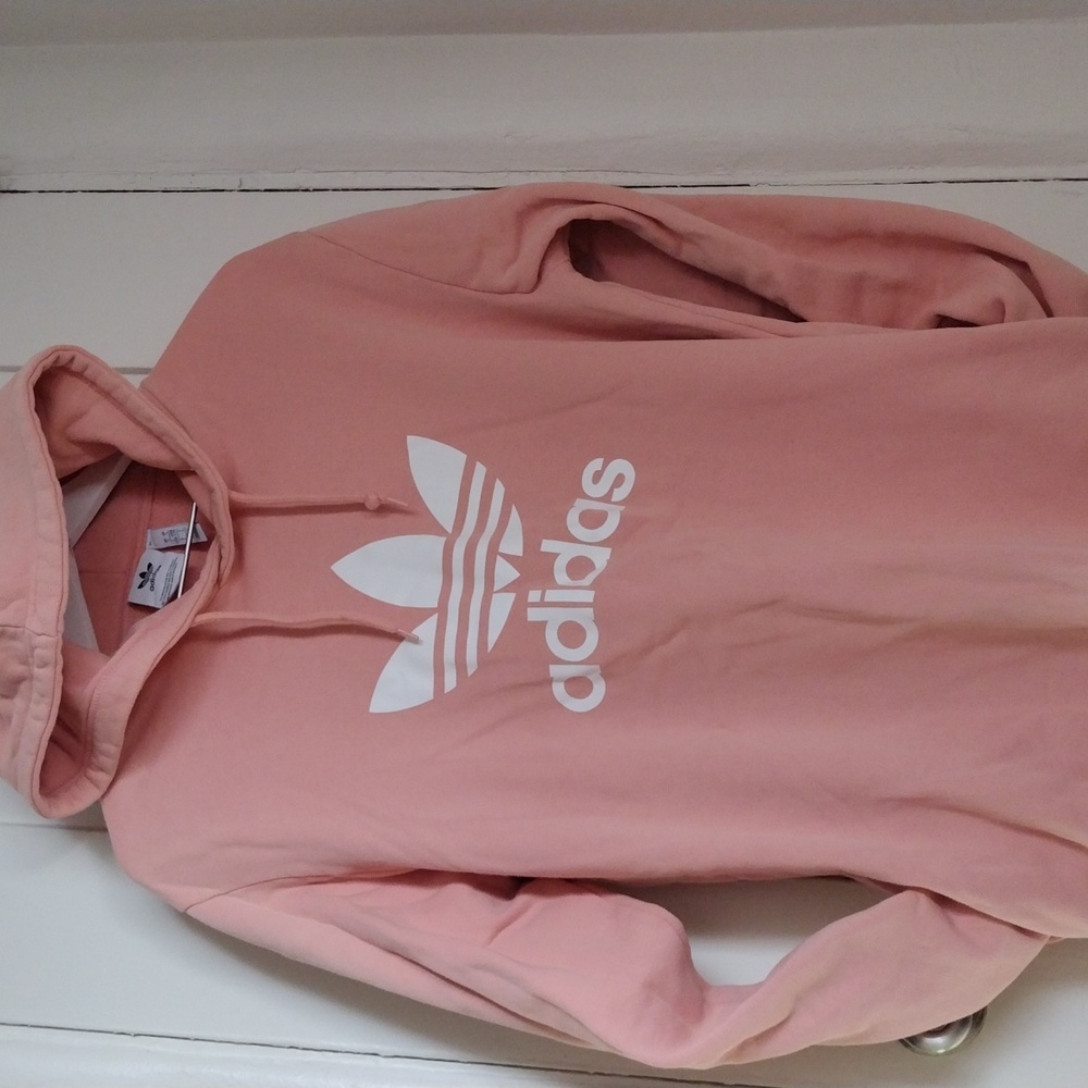 Adidas pink zipper side pockets hoodie L
